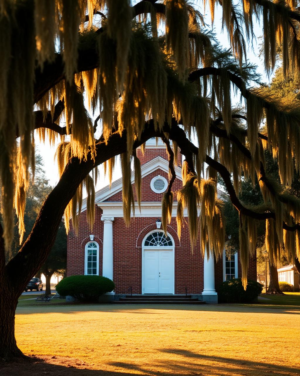 Historic red-brick AME church in Lincolnville, a civil rights landmark